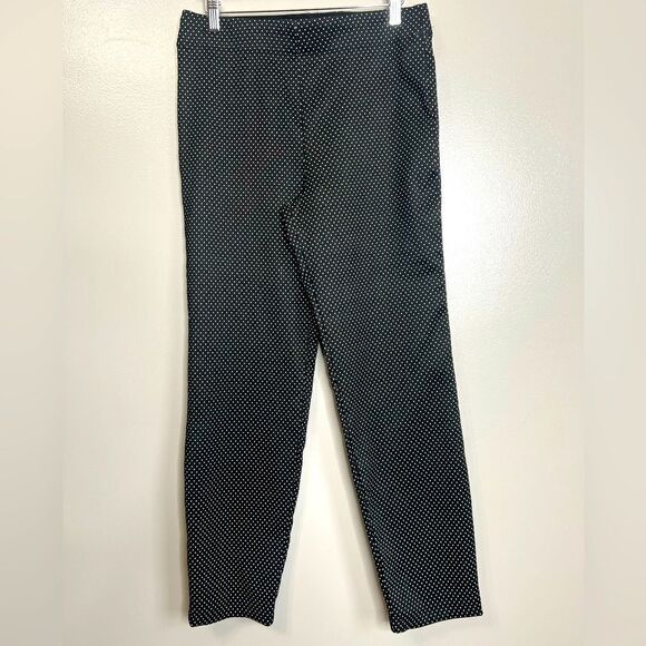 Max Studio black white polka dot pull on skinny pants large preppy academia - Picture 2 of 5